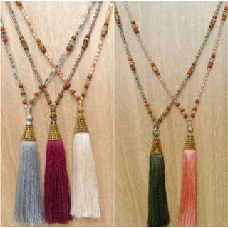 bali mix beads tassels necklace with golden caps handmade new design